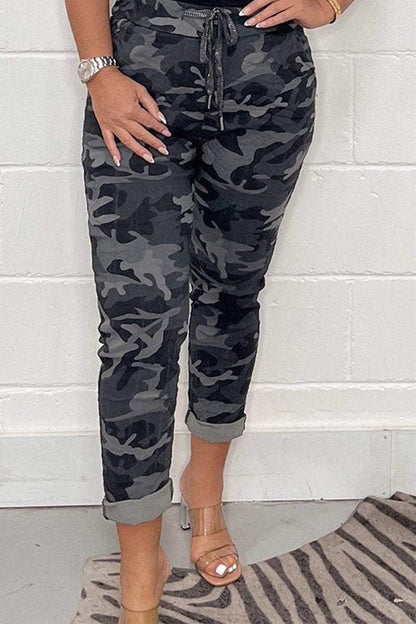 Rosiedress Drawstring Wasit Printed Comfy Joggers