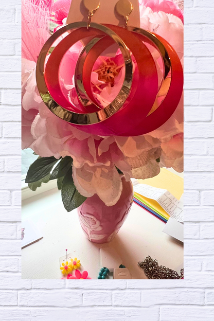 Fiery Ombre Circle Statement Earrings