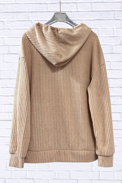 Button-Front Drawstring Hoodie