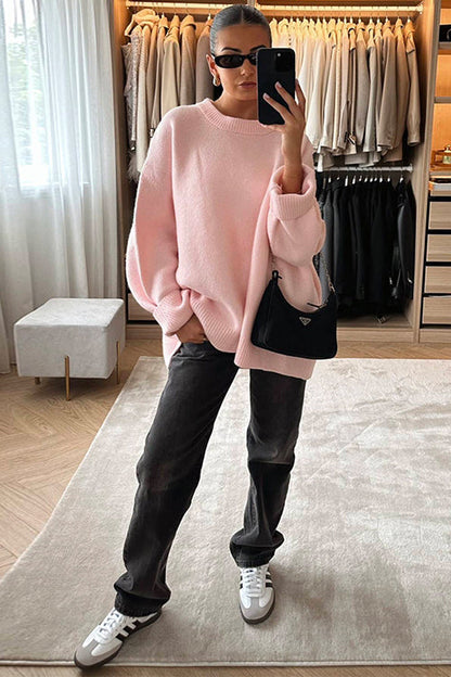 Rosiedress Crewneck Loose Fit Ribbed Knit Sweater