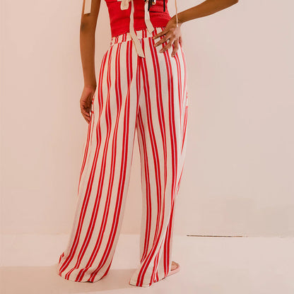 Casual Striped Wide Leg Trousers