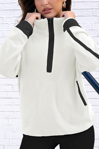 Half Zip Dropped Shoulder Sweatshirt