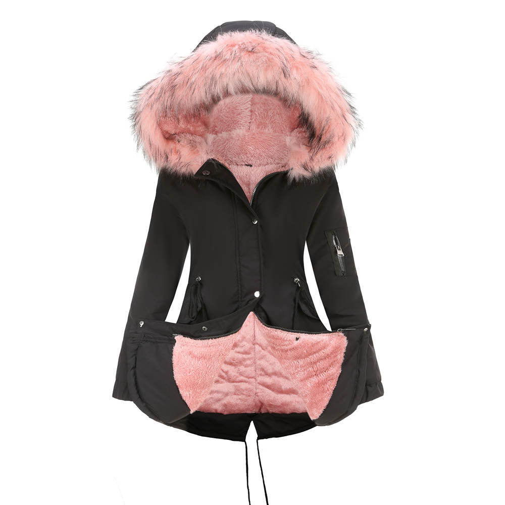 Fur Collar Fleece Cotton-Padded Parkas