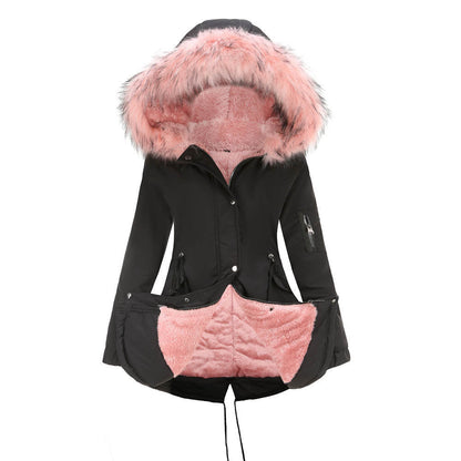 Fur Collar Fleece Cotton-Padded Parkas