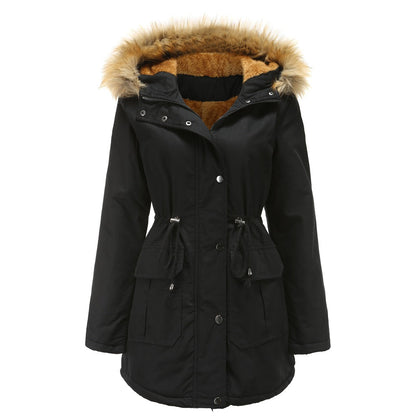 Fleece Lined Coat Hooded with Fur Collar