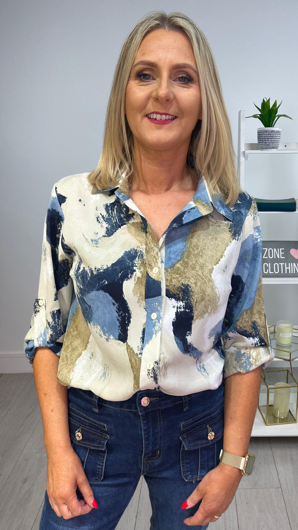 Chemise à imprimé denim/bleu marine