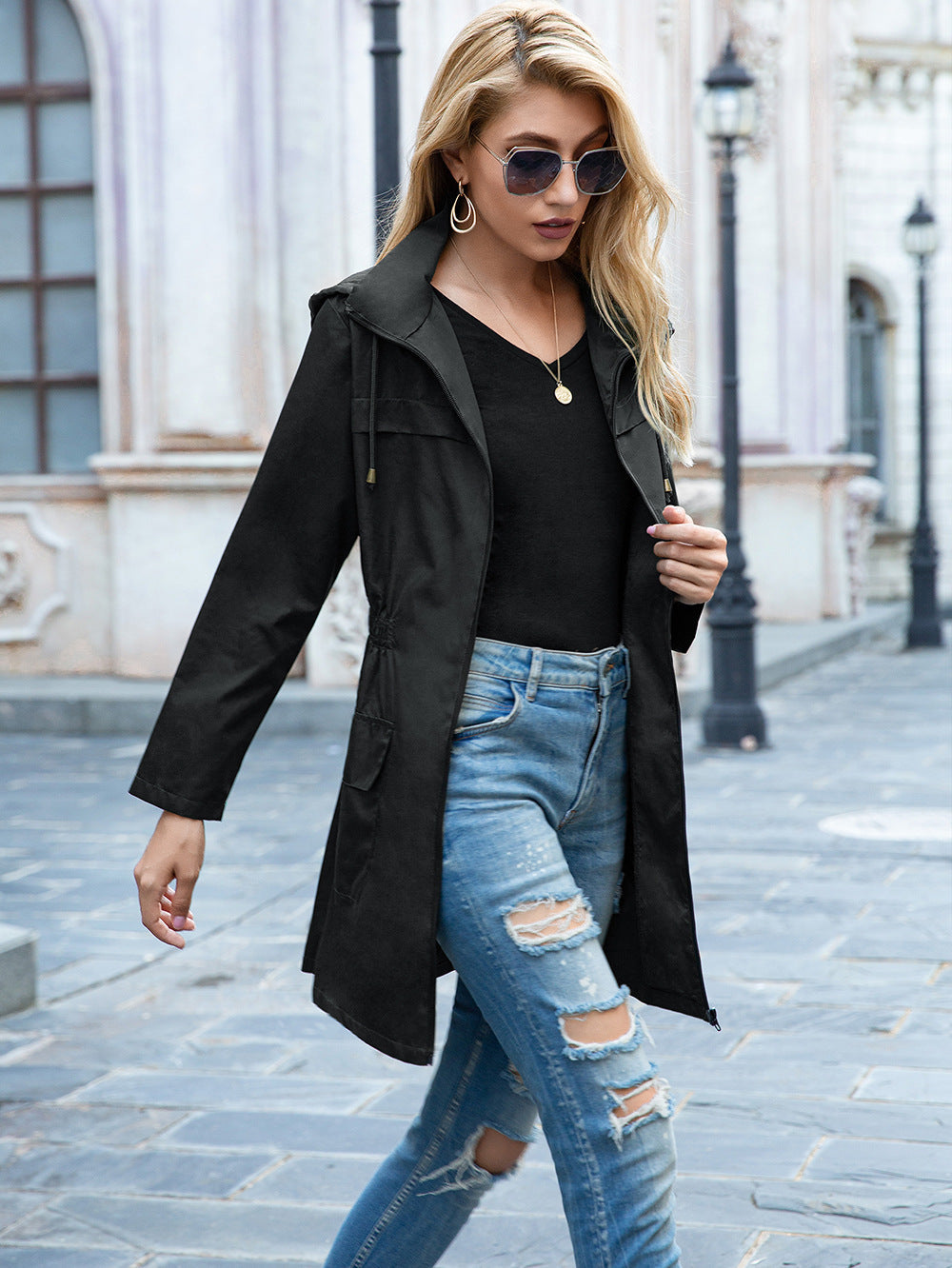 Rain Proof Zipper Hoodie Raincoat