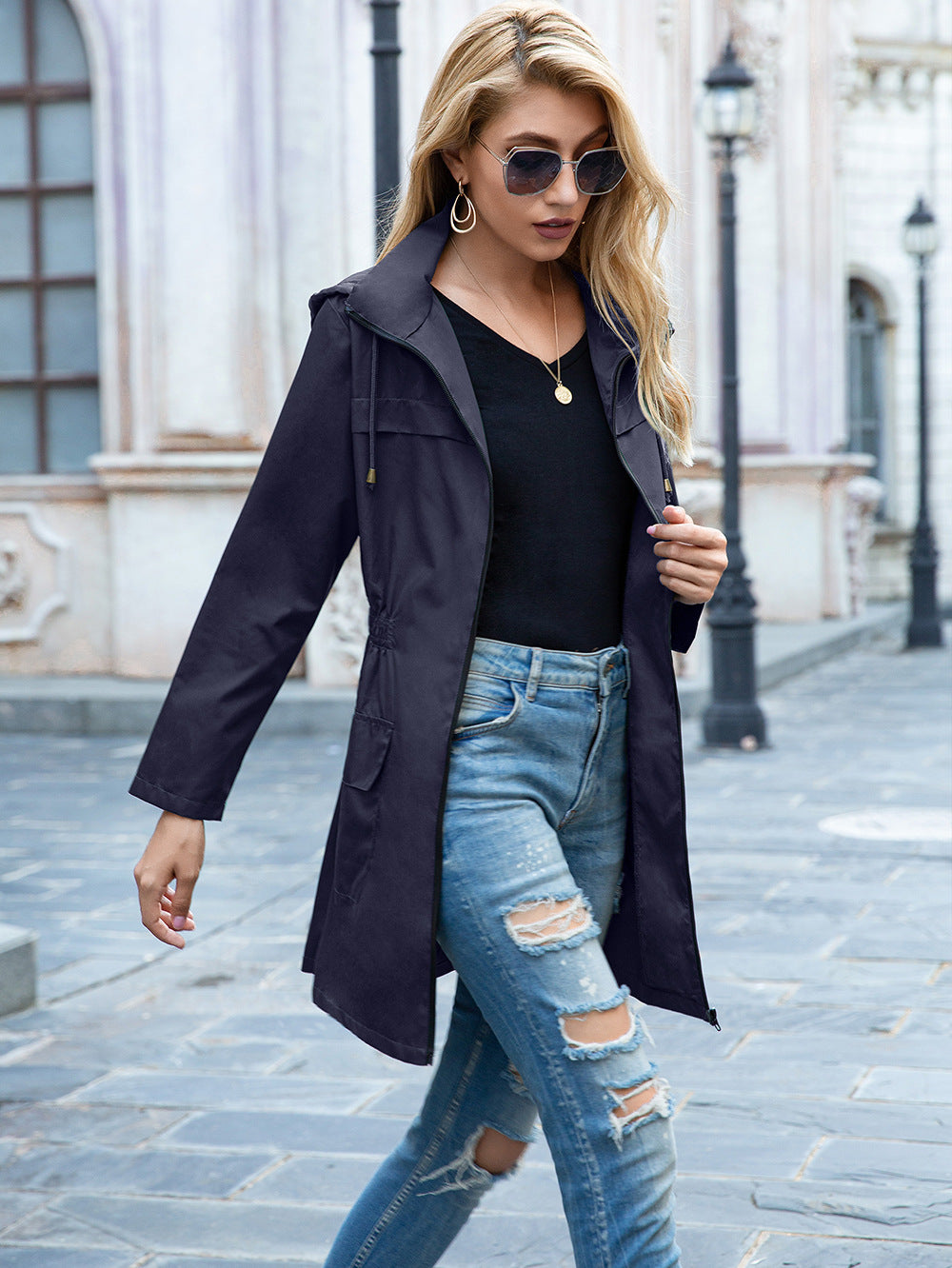 Rain Proof Zipper Hoodie Raincoat