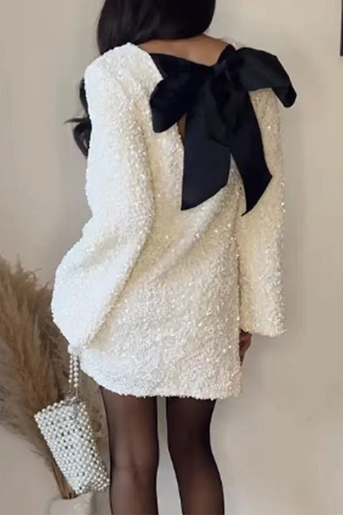 Rosiedress Long Sleeves Bow Back Sequin Party Dress