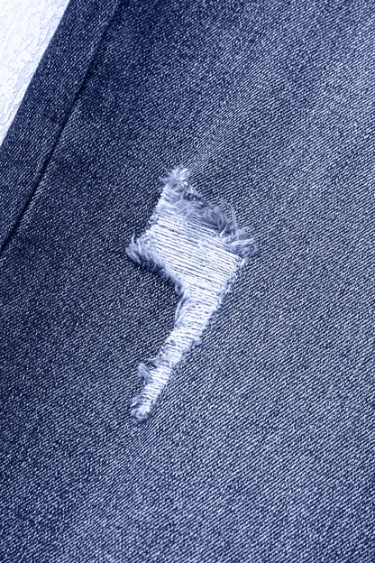 Folded Cuffs Distressed Straight High Waist Jeans