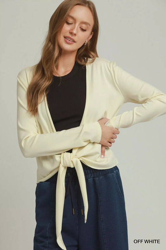 Umgee Cotton Viscose Long Sleeve Wrap Cardigan