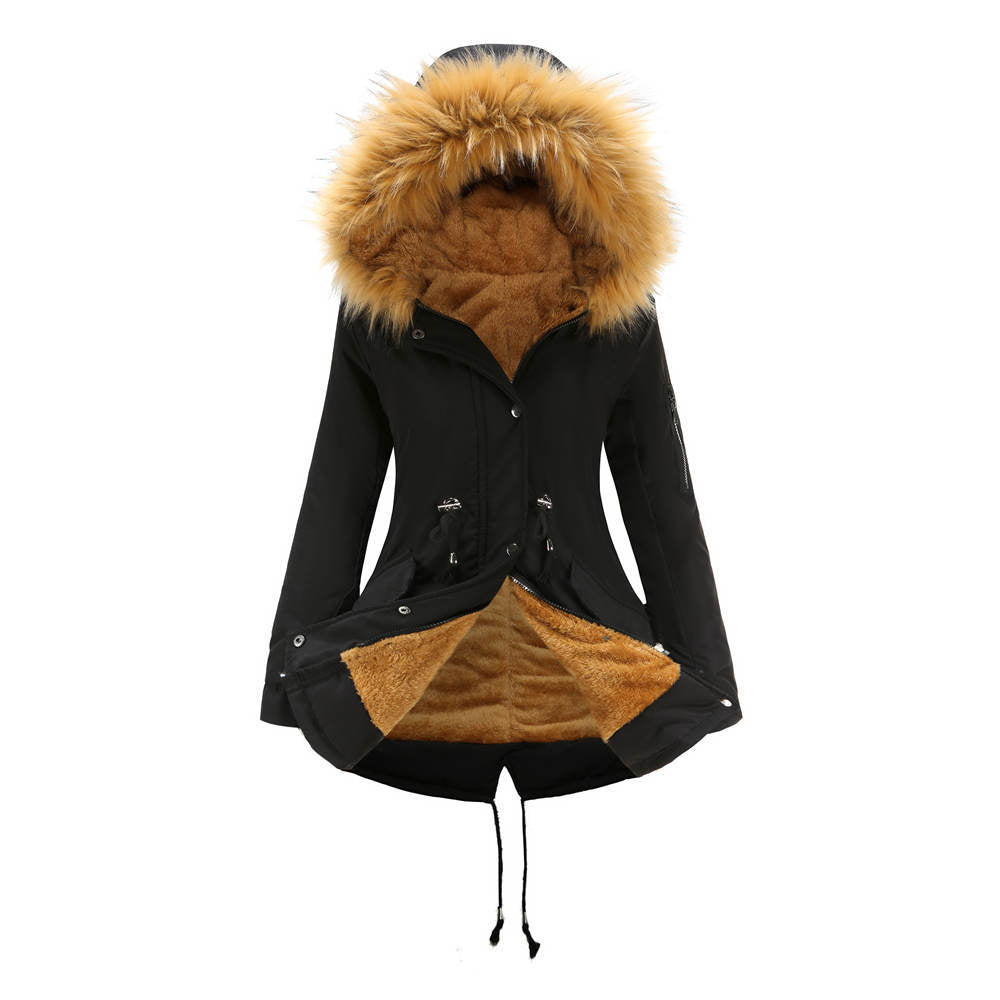 Fur Collar Fleece Cotton-Padded Parkas