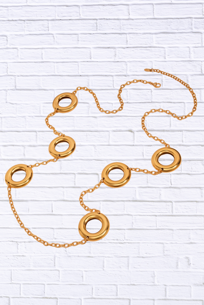18K Gold-Plated Circle Chain Statement Necklace