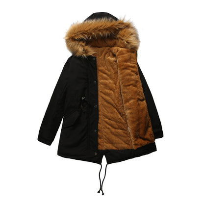 Fur Collar Fleece Cotton-Padded Parkas