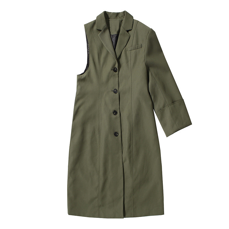 Deconstruction Detachable Wide Shoulder Coat