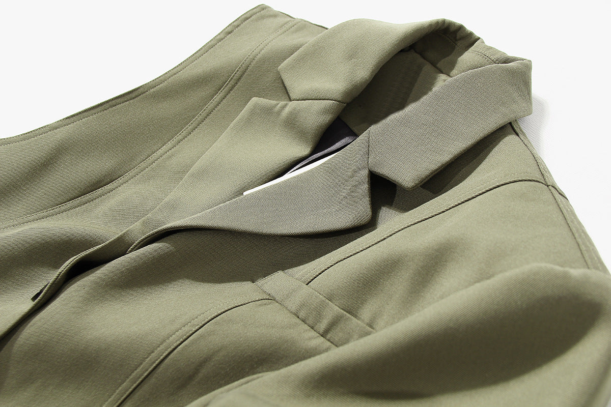 Deconstruction Detachable Wide Shoulder Coat