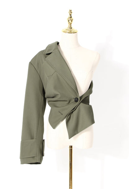 Deconstruction Detachable Wide Shoulder Coat