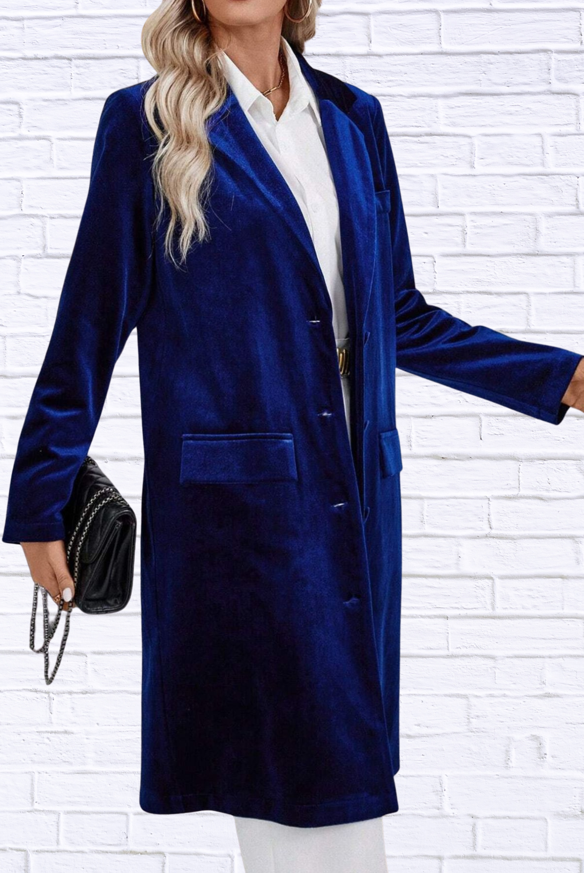 Lapel Collar Long Sleeve Longline Coat