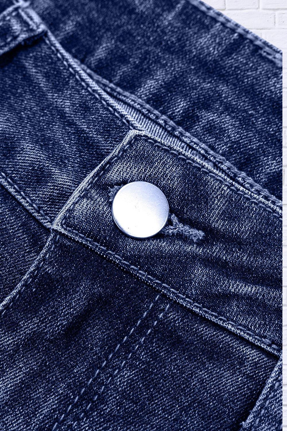 Folded Cuffs Distressed Straight High Waist Jeans