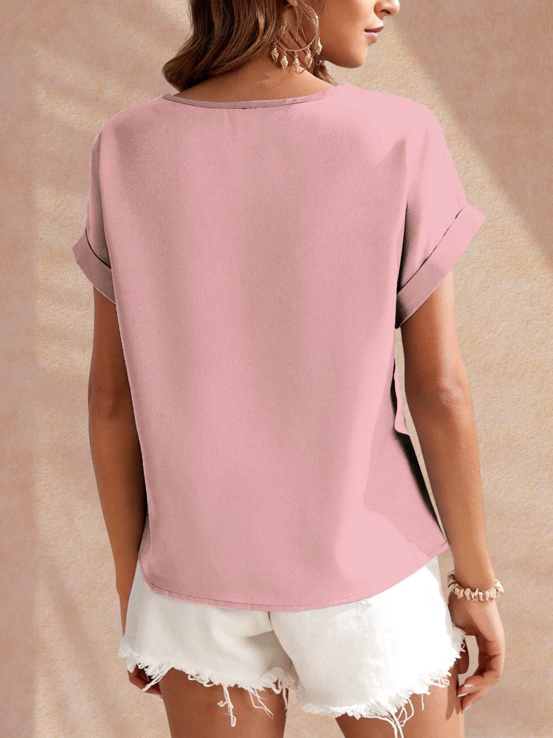Blue Zone Planet | Fam-Fam Round Neck Short Sleeve Blouse