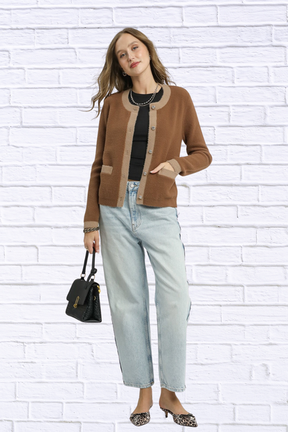 Umgee Two-Tone Button Front Cardigan
