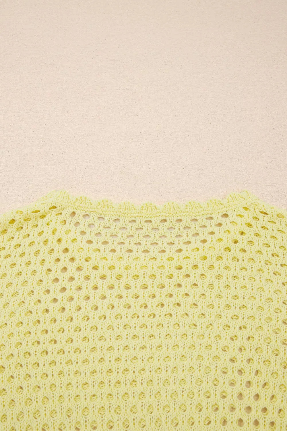 Scalloped Trim Hollow Out Knit Long Sleeve Top