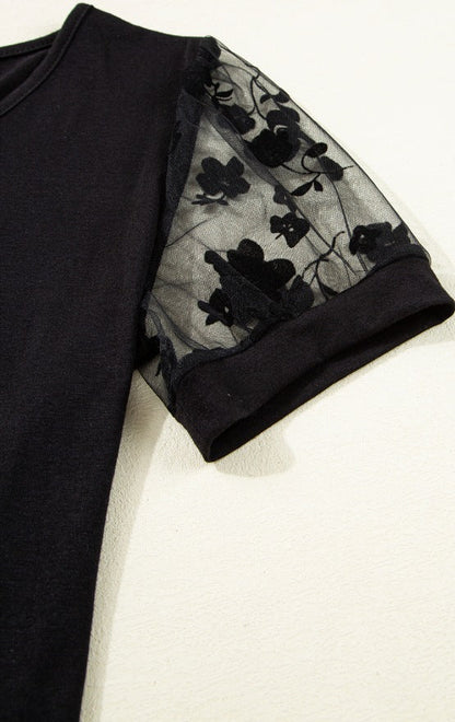 Flora Lace Patchwork Crew Neck Top