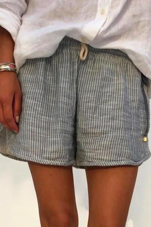 Rosiedress Stripes Wide Leg Shorts Gray