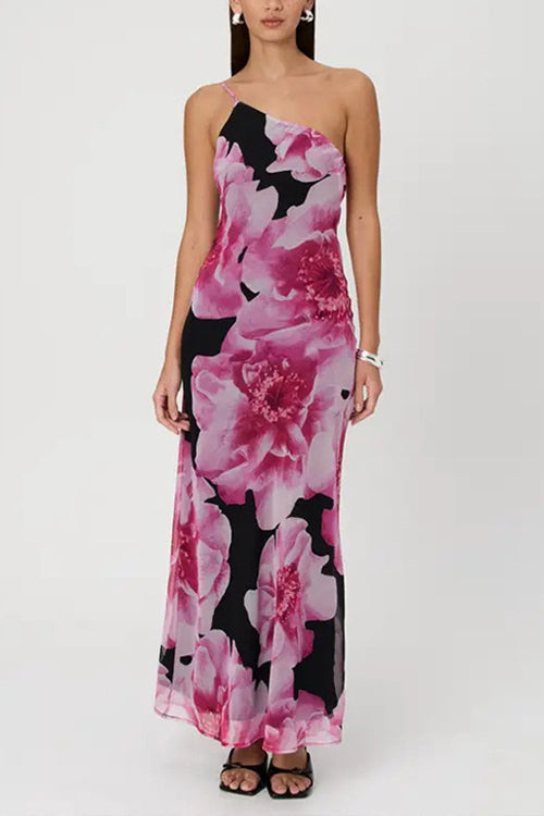 Rosiedress One Shoulder Cut Out Floral Print Maxi Cami Dress