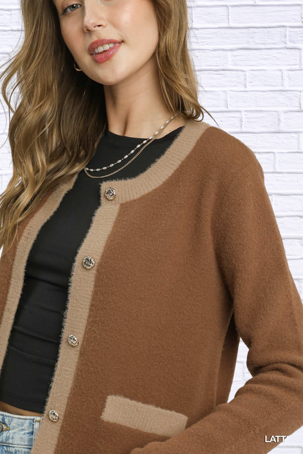 Umgee Two-Tone Button Front Cardigan
