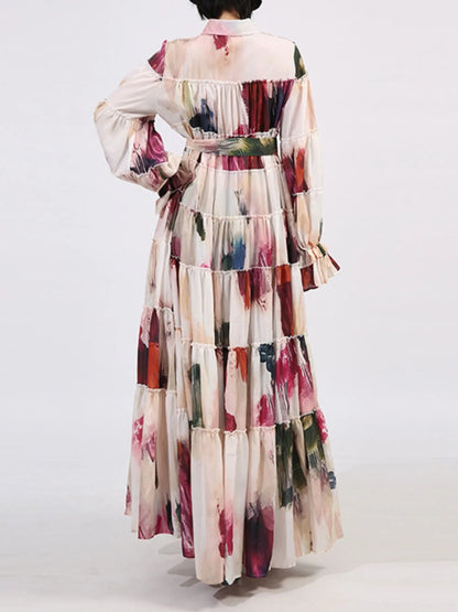 Tiered Tie Waist Maxi Dress