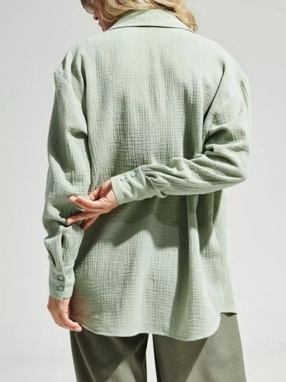 Textured Gauze Button-Down Shirt for Women | Boutique Top