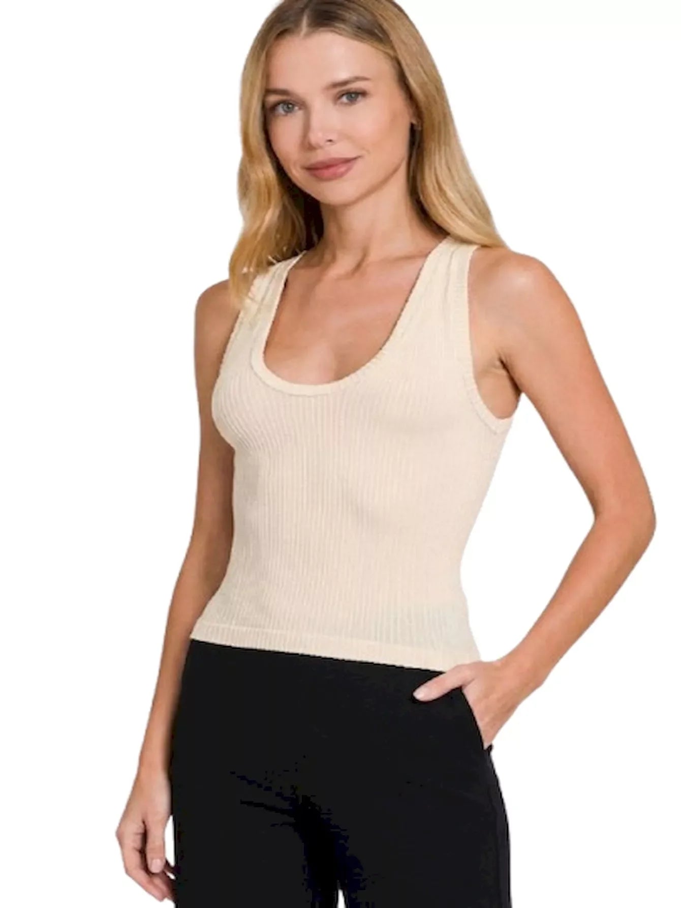 Zenana Ribbed Seamless Crop Tank