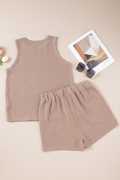 Blue Zone Planet | Textured Round Neck Tank and Shorts Set