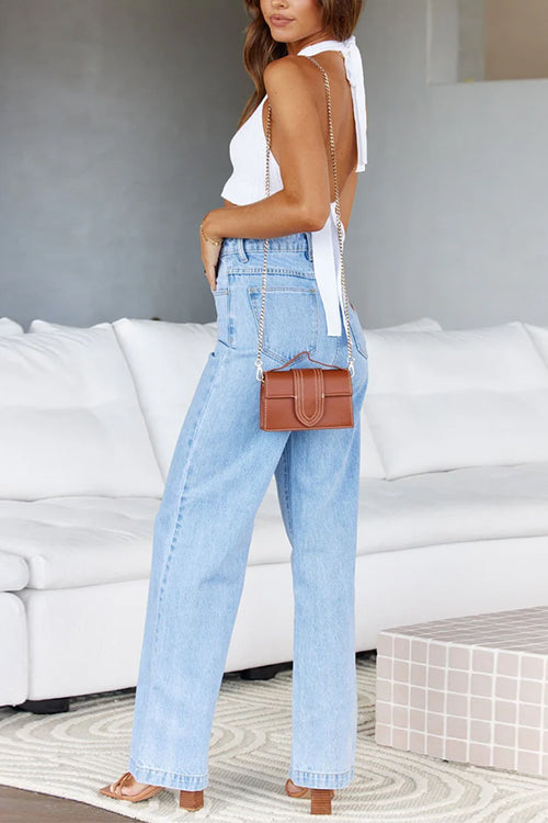 Rosiedress Distressed Wide Leg Boyfriend Denim Pants