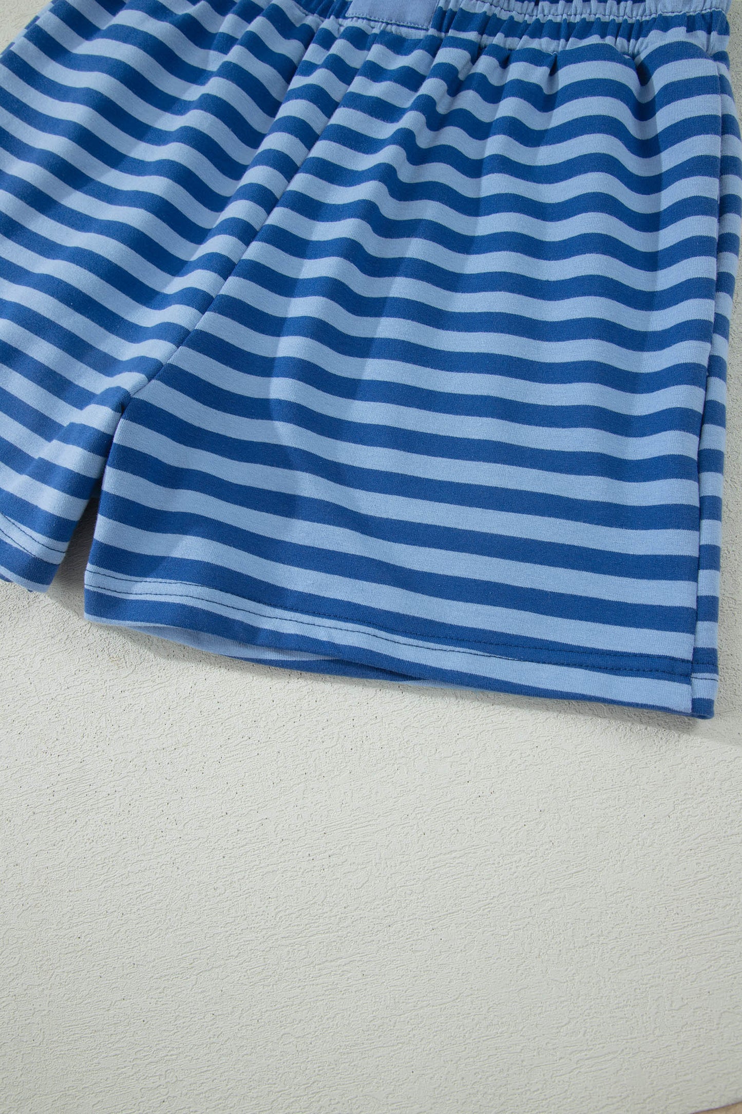 Green Stripe Striped Ribbed Cotton Two-Piece Pant Set with Chest Patch Detail