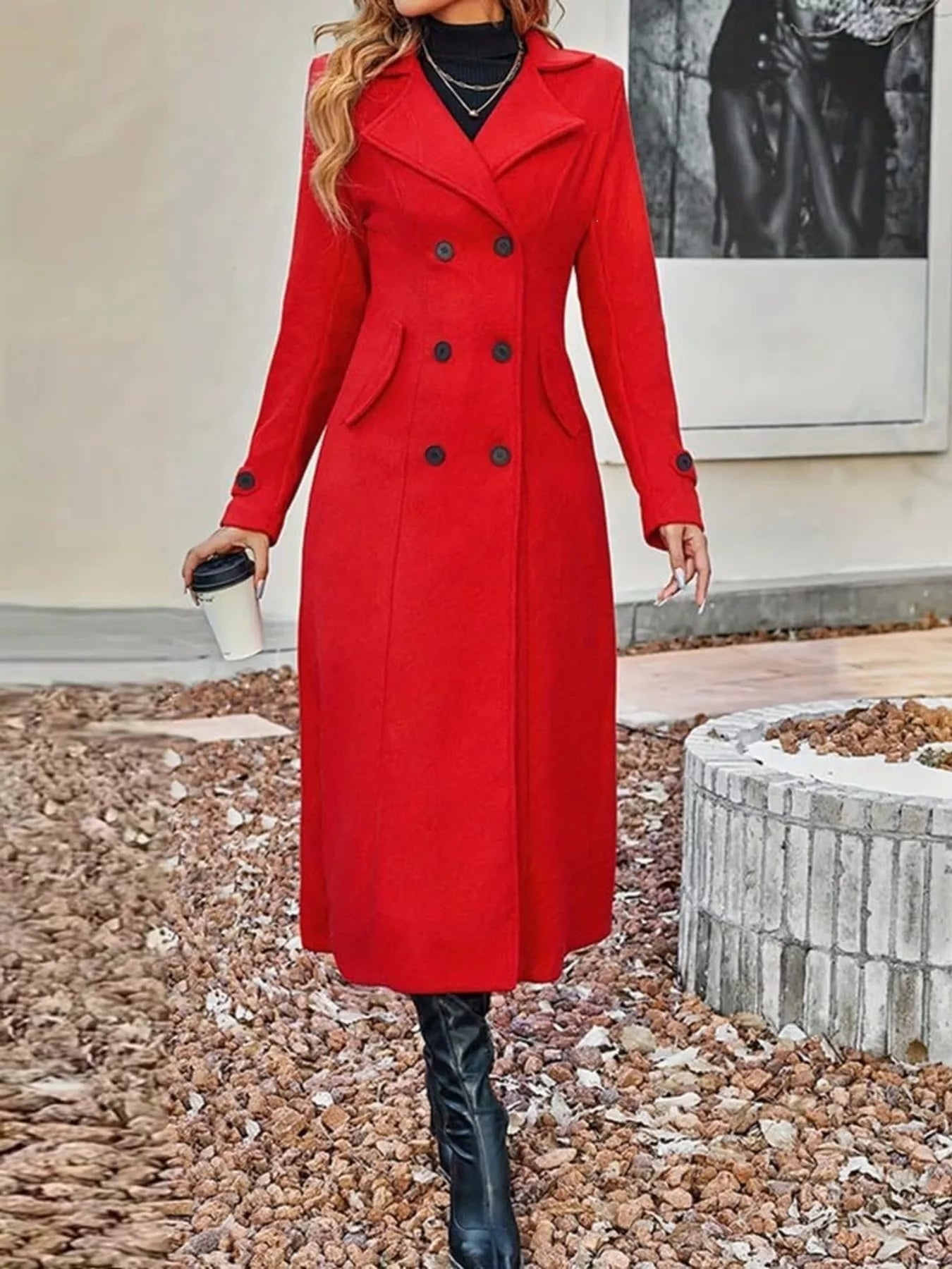 Full Size Double-Breasted Longline Trench Coat Plus Size