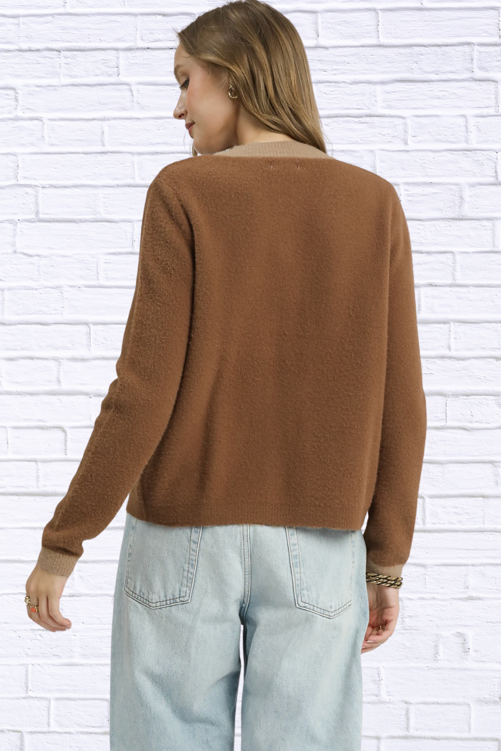 Umgee Two-Tone Button Front Cardigan