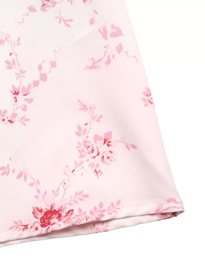 Floral Print Frill Trim Cami Dress