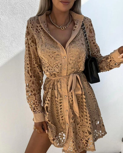 Elegant Crotchet Lace Mini Dress