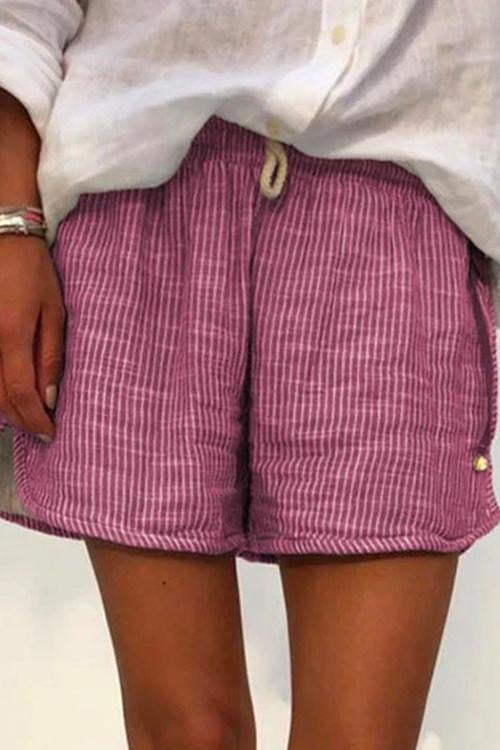 Rosiedress Stripes Wide Leg Shorts Purple