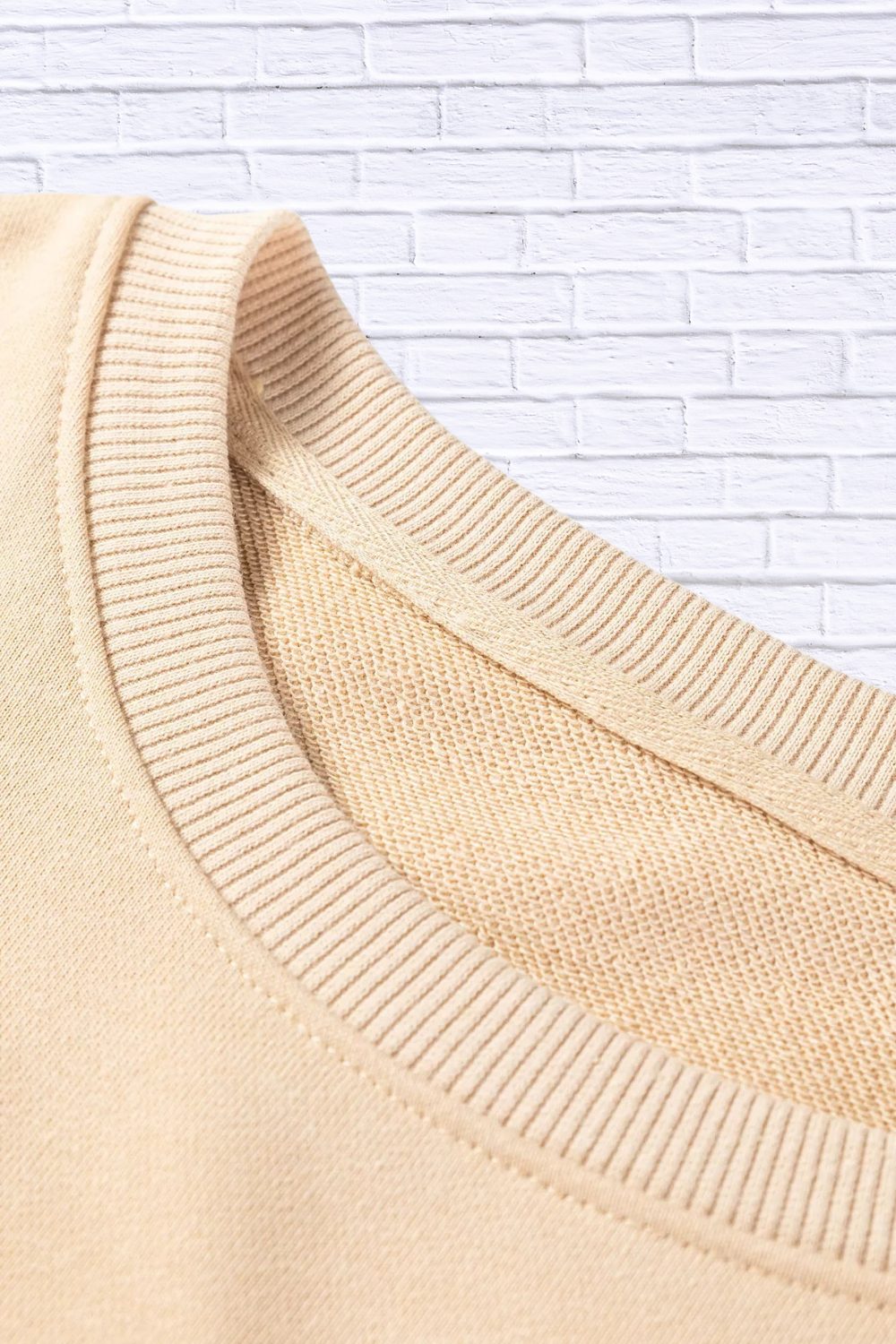 🤎 Beige Embroidered Flower Pattern Drop Shoulder Sweatshirt