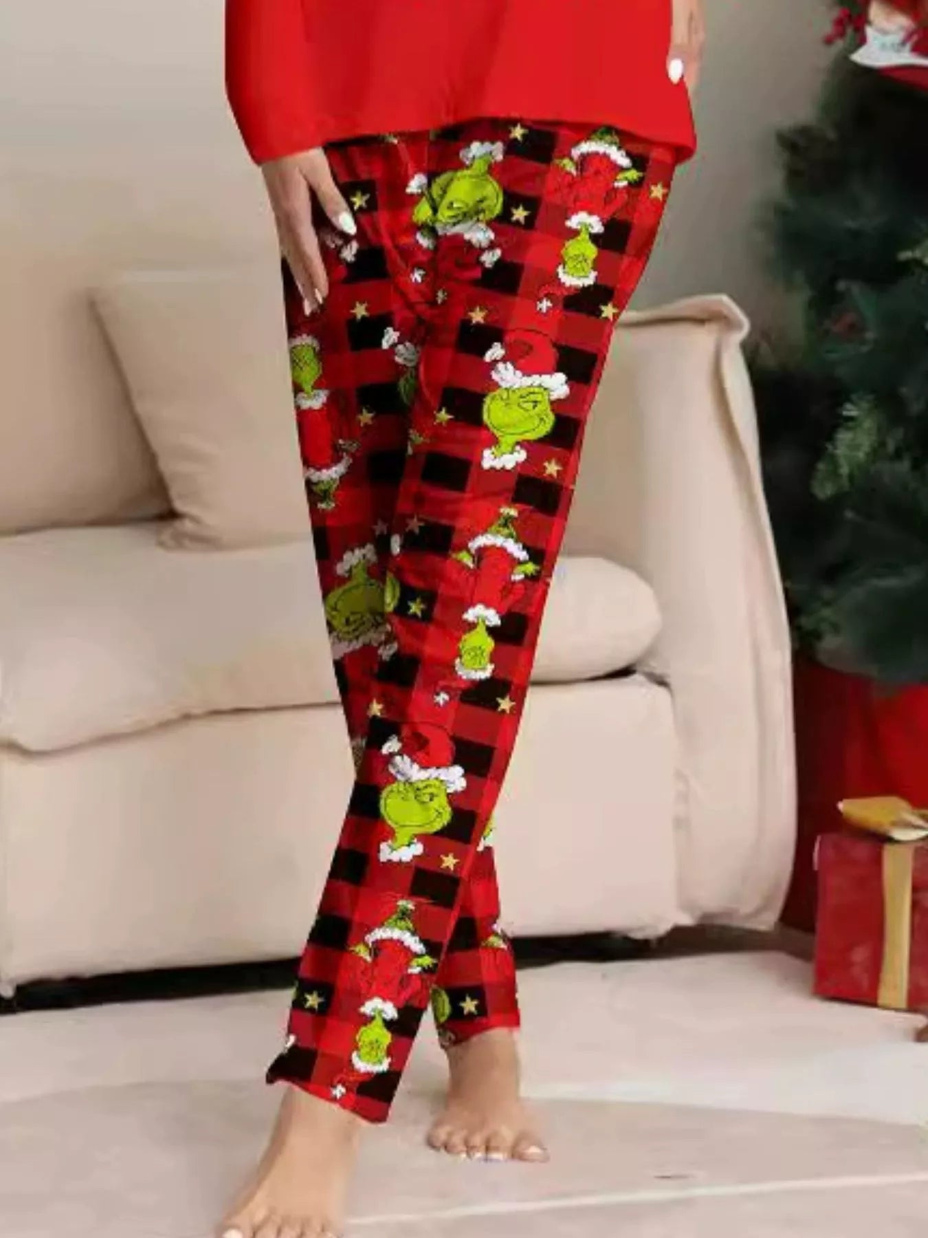 Full Size Grinch Themed Matching Family Christmas Pajama Set Plus Size