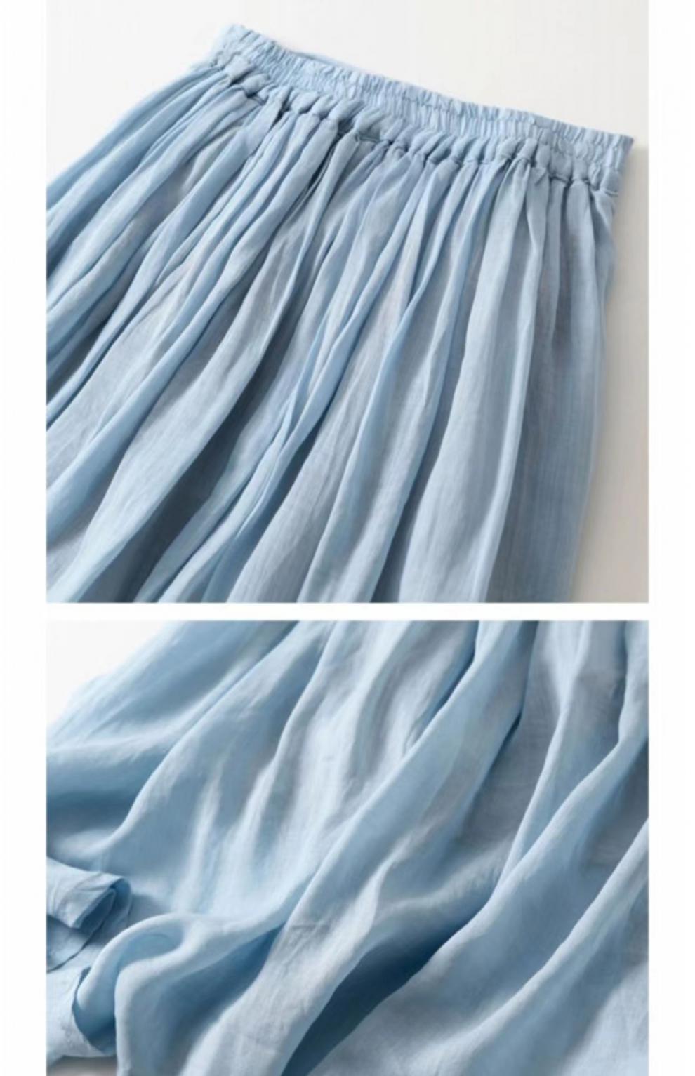 Drape flowing cotton and linen skirt