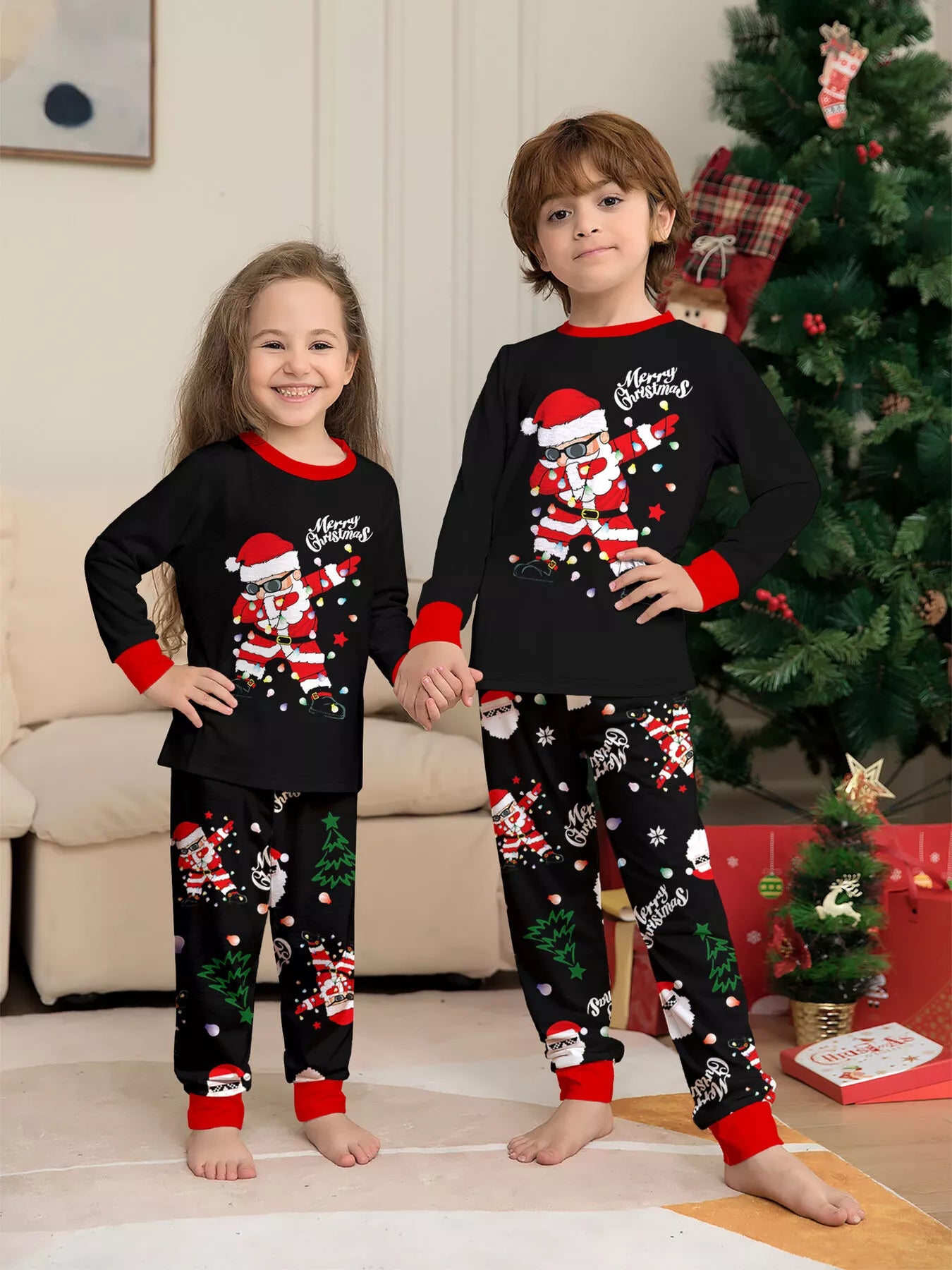 Full Size Family Matching Christmas Santa Pajamas Set Plus Size