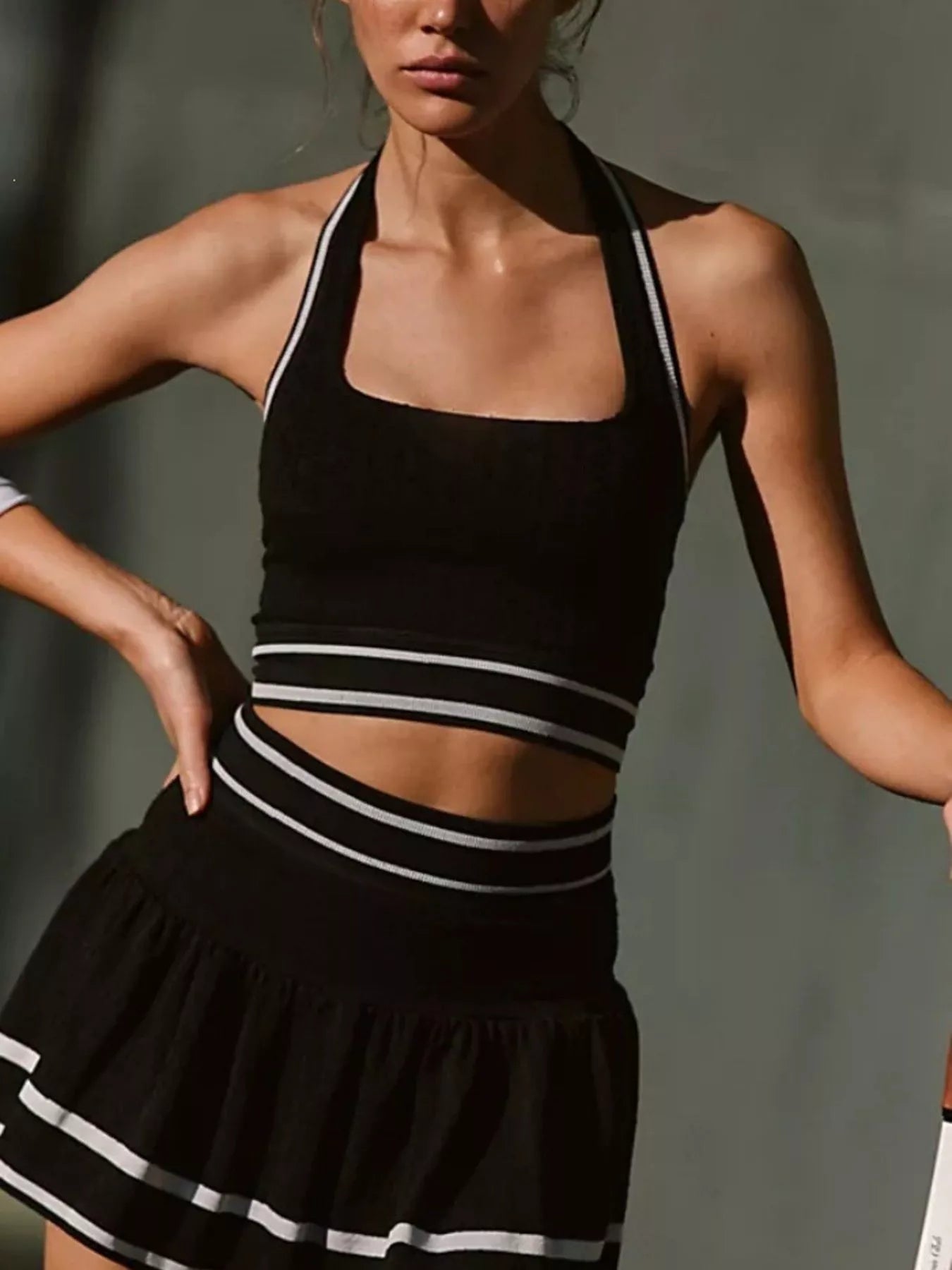 Halter Neck Tank and Skirt Tennis Active Set