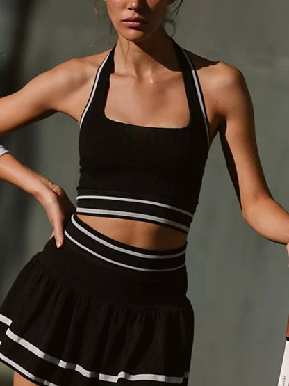 Halter Neck Tank and Skirt Tennis Active Set