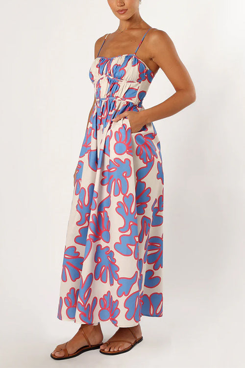 Rosiedress Spaghetti Strap High Waist Printed Maxi Holiday Dress