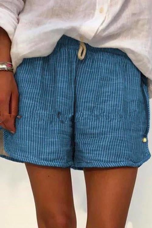 Rosiedress Stripes Wide Leg Shorts Blue