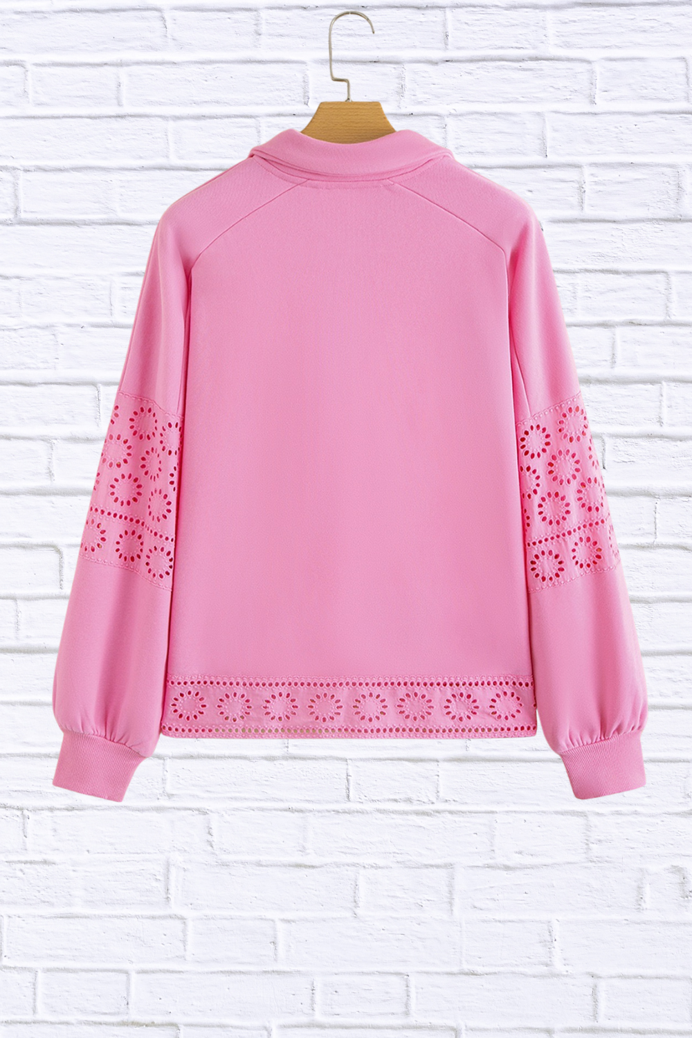 Eyelet Lace Detail Snap Down Sweatshirt